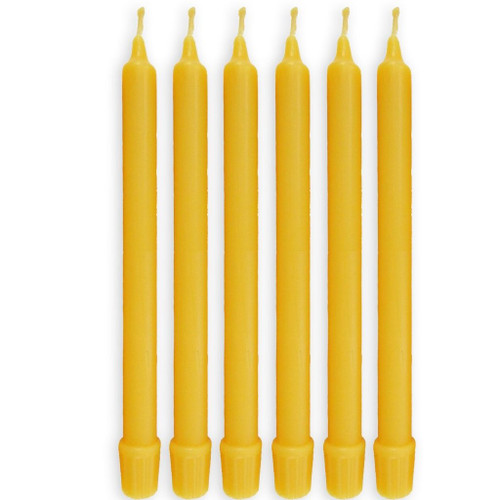 100% Pure Beeswax Candles (Set of 6) Organic Hand Made - 8" Tall, 3/4" Diameter; Tapers