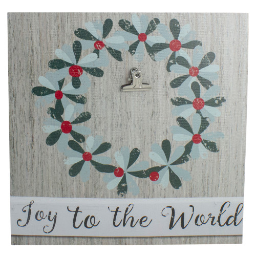 10" Christmas Wreath and Joy to the World Canvas Wall Art with Photo Clip