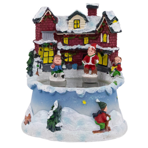 Animated and Musical Village Ice Skating Pond Christmas Scene - 5.25"