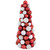 3-Finish Shatterproof Ball Christmas Tree with Tinsel - 15.75" - Red and White